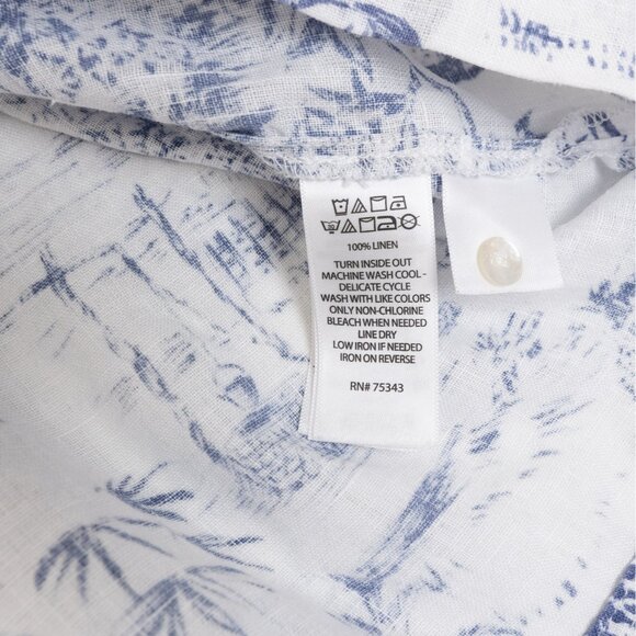 Joie Shirt Linen Short Sleeve Button Up Blue White Tropical Print - Picture 13 of 13